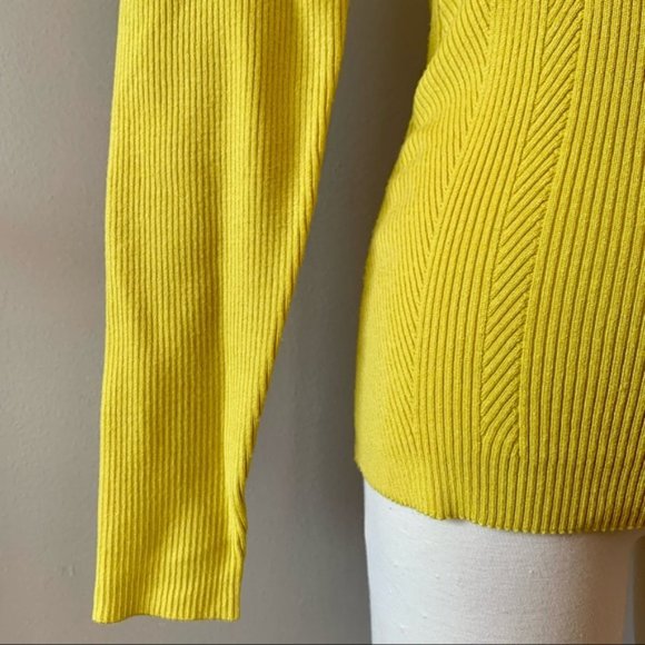 Anthropologie Citron Yellow Sweetheart Neckline Knit Long Sleeve Sweater size L - Picture 11 of 16